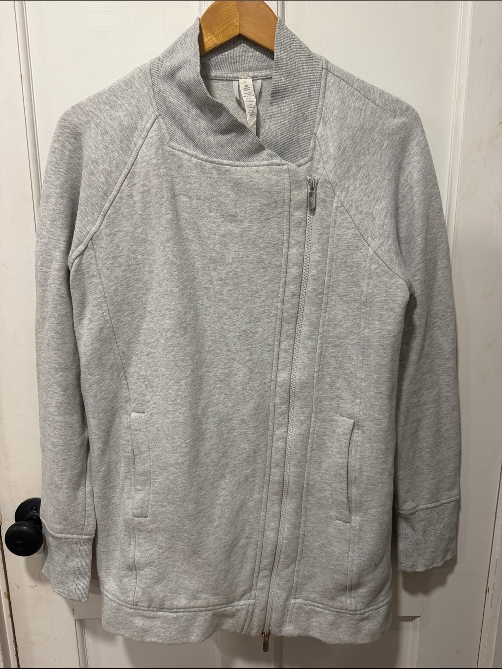 lululemon athletica Light Gray Asymmetrical Zip Active Jacket/Sweatshirt